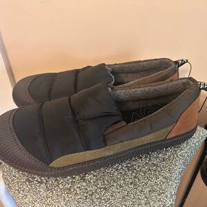 New! Size 12 - Black and Brown Slip-On Loafers with Elastic Panels